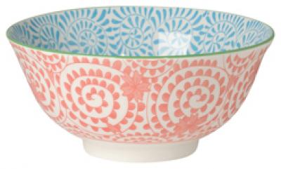 STAMPED BOWL GREY ORANGE LT BLUE