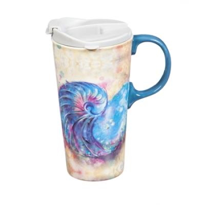 SHELL CERAMIC TRAVEL CUP 17OZ