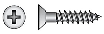 100PK 12 X 1-1/4 Flat Head Wood Screw